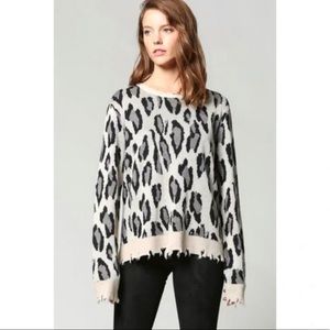 Fate Distressed Leopard Sweater